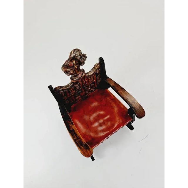 Antique Spanish Hand-Carved Wood Rocking Armchair, 1900s For Sale - Image 18 of 18