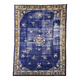 19th Century Handwoven Chinese Peking Rug With Good Fortune Motifs For Sale