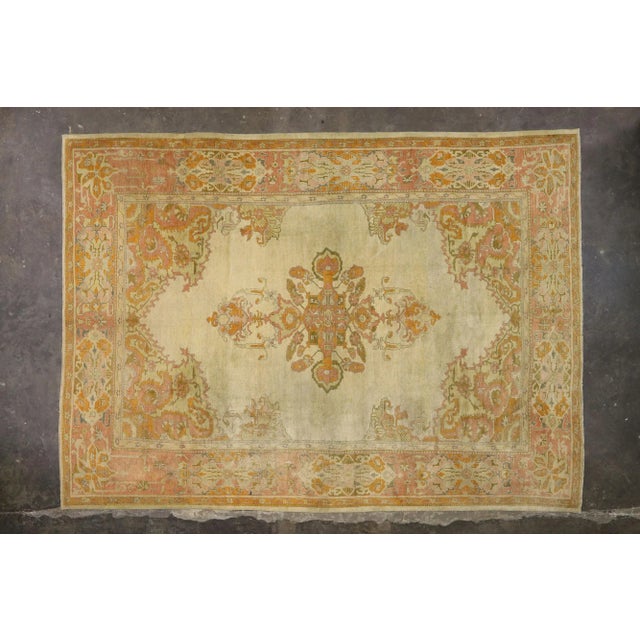 Tan Antique Turkish Oushak Rug with Modern Style - 11'08 x 16'00 For Sale - Image 8 of 9