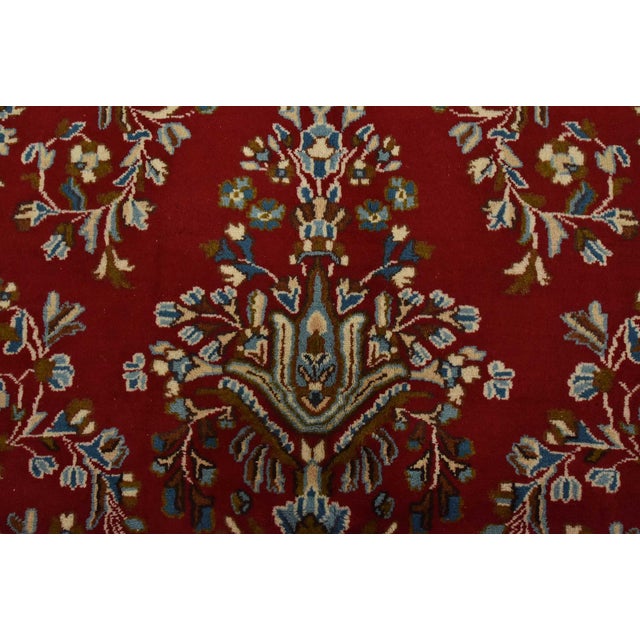 Red Kerman Rug 7’10” X 11’4” Red Wool Vintage Traditional Hand-Knotted Carpet For Sale - Image 8 of 15