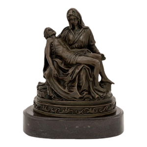 Signed "La Pieta Di Michelangelo" Patinated Bronze