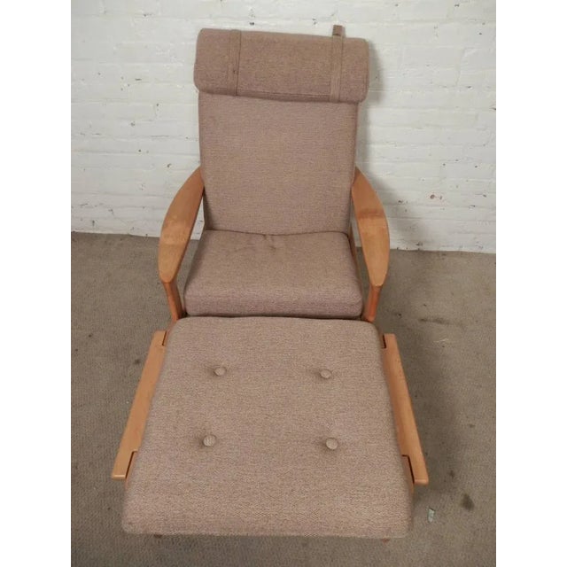 Hans Wegner Inspired Mid-Century Chair and Ottoman For Sale - Image 4 of 6
