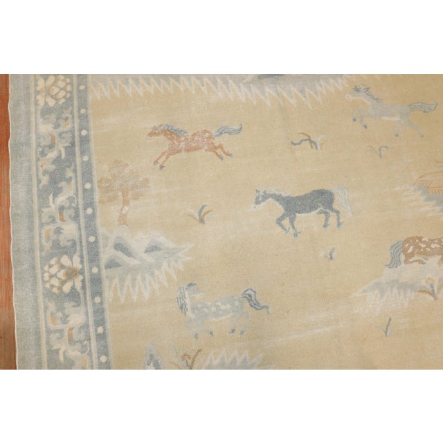 Antique Horse Herd Pictorial Chinese Rug - 5'7" x 8'1" For Sale In New York - Image 6 of 9
