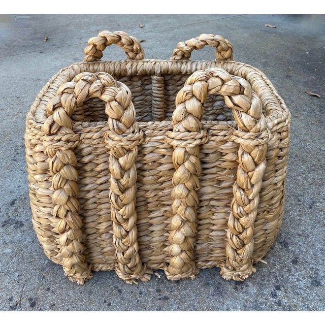 Early 21st Century Rectangular Rush Basket For Sale - Image 5 of 11