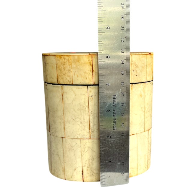 Wood 1980s Tessellated Bone and Black Lacquered Wood Box in the Style of Maitland-Smith For Sale - Image 7 of 9