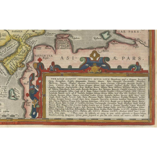 17th Century Ortelius Map of Ancient Thrace with Hand Color, 1603 For Sale - Image 5 of 11