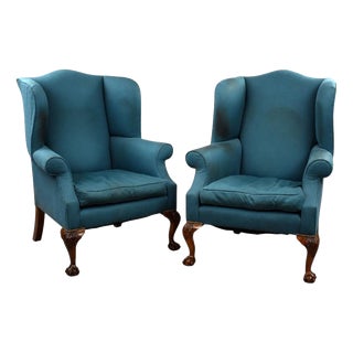 Antique Wing Back Lounge Chairs, 1920s, Set of 2 For Sale