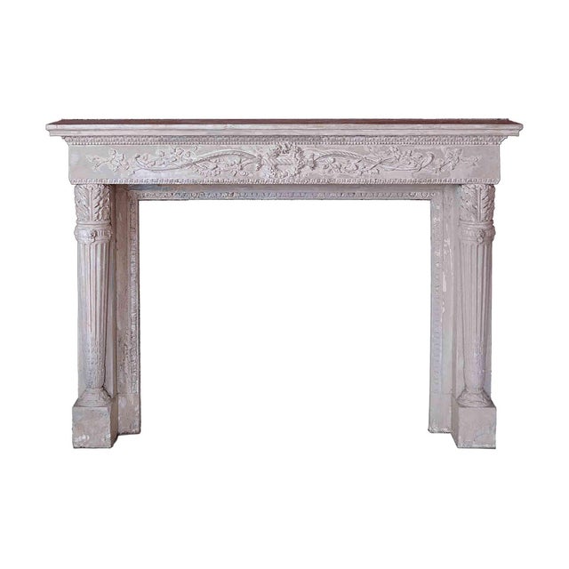 Antique Louis XV Style Plaster Fireplace Mantel For Sale - Image 9 of 9