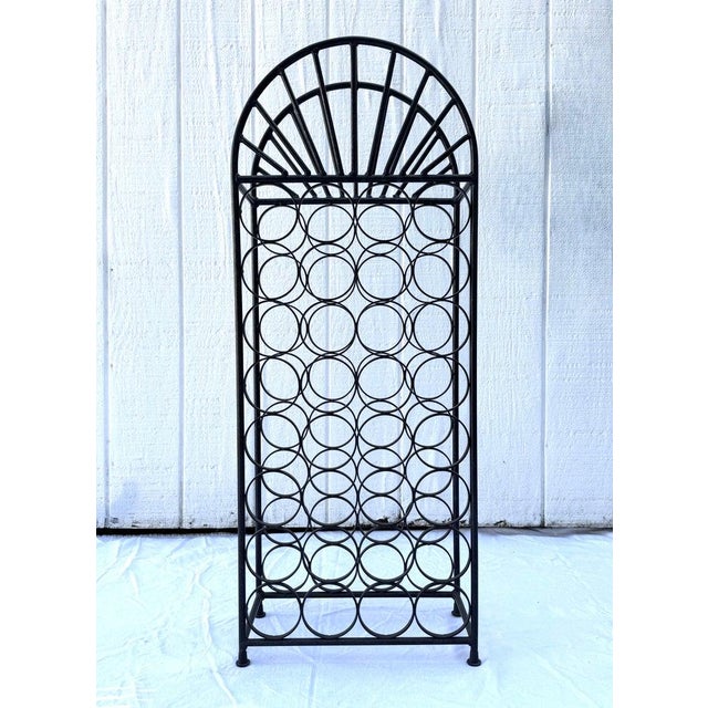 Mid-Century Modern Arthur Umanoff Iron Floor Wine Rack For Sale - Image 3 of 12