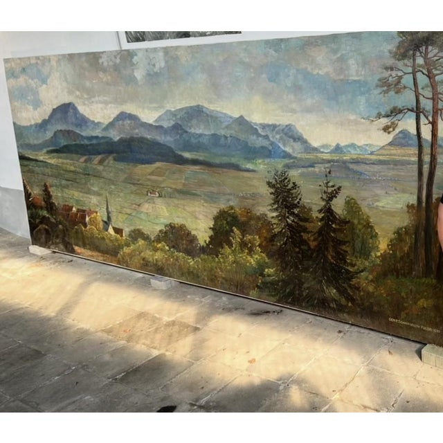 1930s Pedro Schmiegelow, Rhön Fulda Petersberg Panorama, Oil Painting on Canvas For Sale - Image 5 of 6