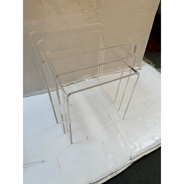 Contemporary Acrylic Nesting Tables, Set of Three | Chairish
