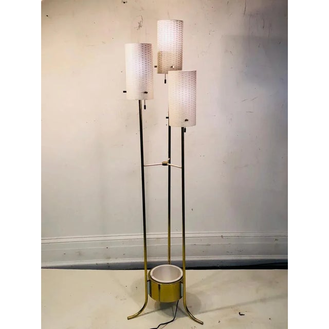 Metal Lightolier Modernist Brass and White Floor Lamp For Sale - Image 7 of 12
