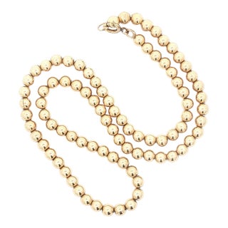 Vintage 10k Yellow Gold 16" Bead Necklace For Sale