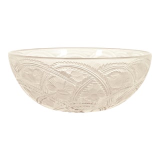 Lalique "Pinsons" Art Deco Frosted Crystal Glass Bowl, Circa 1930s For Sale