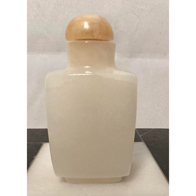 Antique White Jade Art Deco Snuff Bottle With Stopper & Spoon For Sale - Image 10 of 12