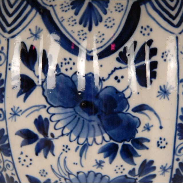Antique Royal Delft Vases XL Chinoiserie Blue White Knobble Vases Earthenware Floral Baroque Tariff Free Delivery - A Pair For Sale - Image 6 of 12