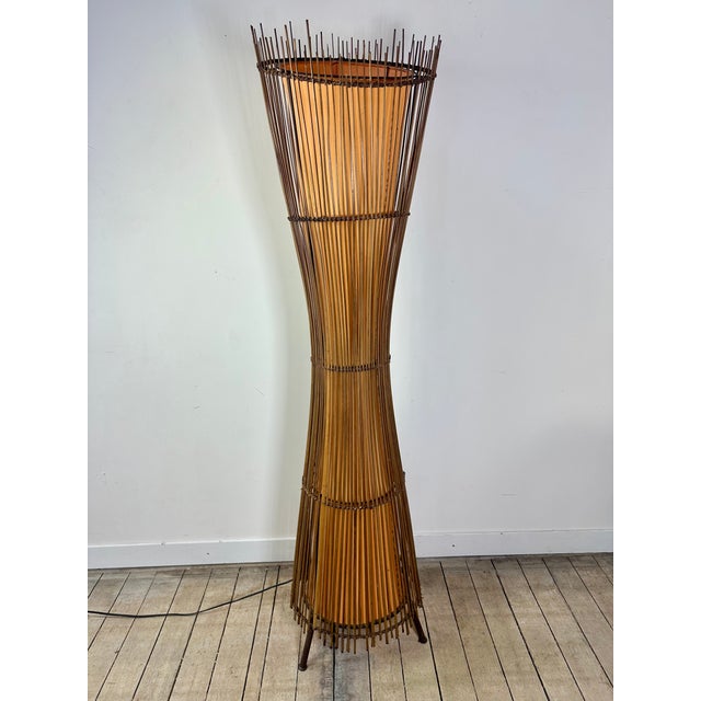 Kobe Floor Lamp in Metal and Rattan, 1990s For Sale - Image 14 of 16