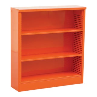 1960s Orange Steel Tanker Style Bookcase For Sale