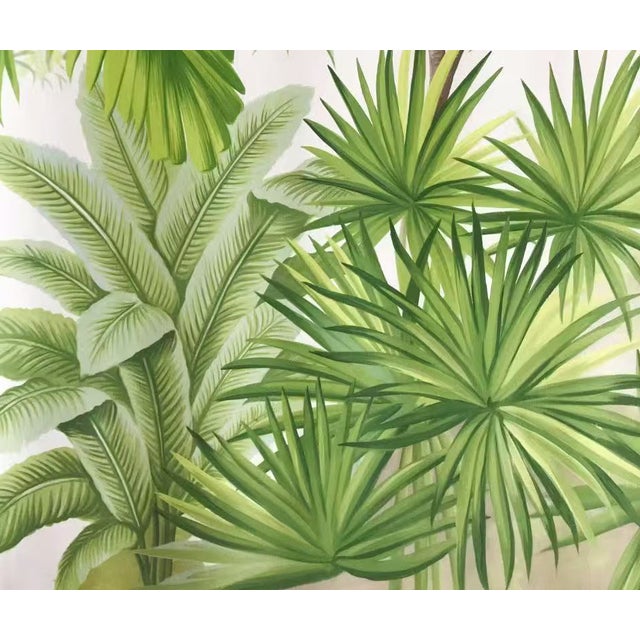 36" * H96" * 2ps, Hand-Painted Tropical Toucan Palm Leaf Jungle Wallpaper Mural For Sale - Image 4 of 4