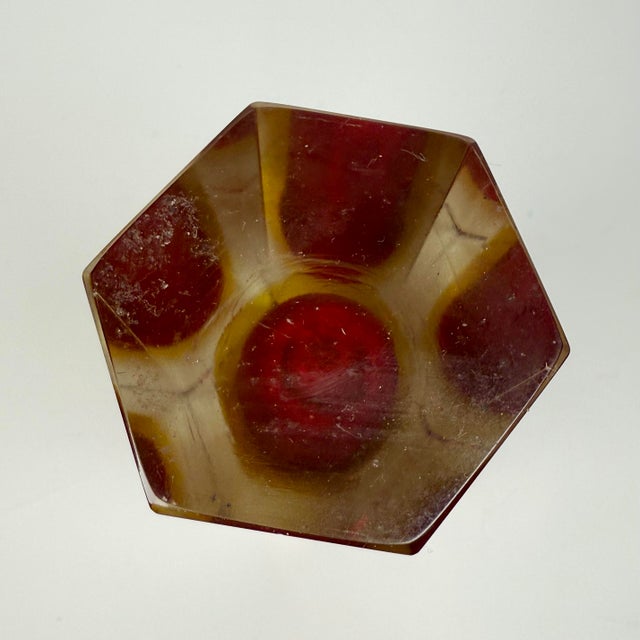 Vintage MCM Red Murano Attributed Sommerso Hexagonal Vase by Mandruzzato 8” tall Stunning Italian faceted red Murano glass...
