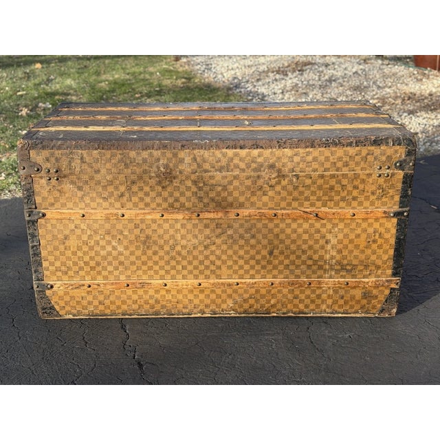 Louis Vuitton Steamer Trunk Damier Canvas With Trays 1800's Antique Luggage For Sale - Image 11 of 17