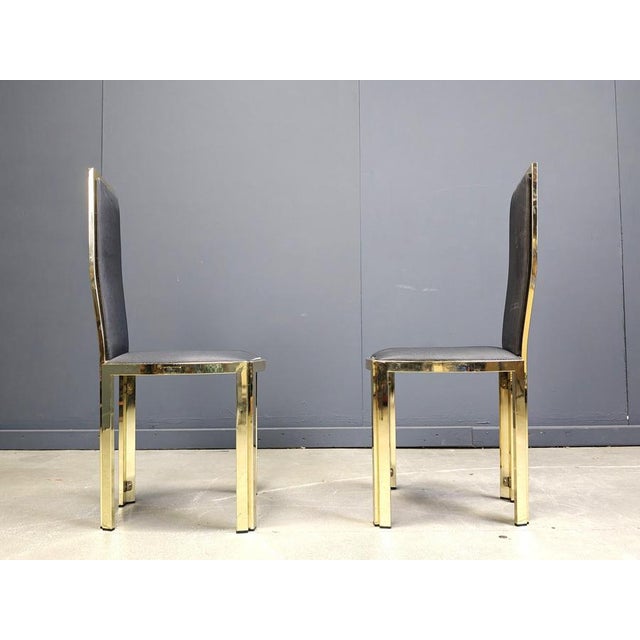 Hollywood Regency Vintage French Dining Chairs in Brass, 1970s, Set of 6 For Sale - Image 3 of 13