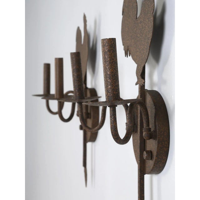 American Made Rooster Sconces - a Pair For Sale - Image 4 of 13