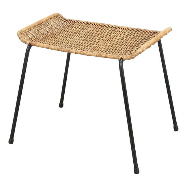 Wire Frame Stool with Ratan by Gian Franco Legler | Chairish