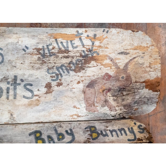 Early 20th Century Early 20th C. American Folk Art Pet Advertising Sign for Rabbits and Bunnies For Sale - Image 5 of 12