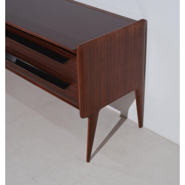 Brown Mid-Century Modern Italian Chest of Drawer with Glass Top, 1950s For Sale - Image 8 of 9
