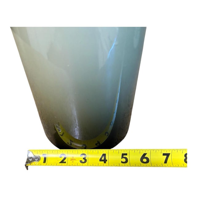 Glass Olive Green Cased Art Glass Vase With White Interior, Mid-Century Modern Style, 12” For Sale - Image 7 of 7