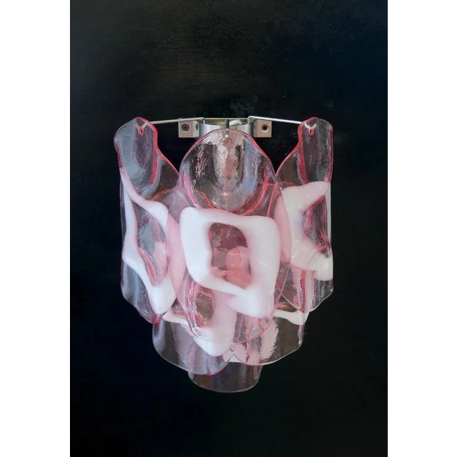 AVAILABLE IN WITHE ALSO. Italian Murano appliques in Vistosi style. This sconce has 10 fantastic Murano rose lattimo and...