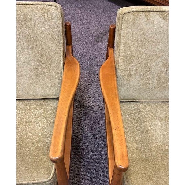 Fantastic Pair of Mid Century Modern Teak Frame & Cushioned Lounge Chairs c.1960 For Sale - Image 13 of 14