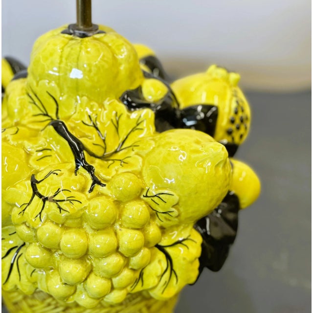 Ceramic Italian Lemon Fruit Basket Table Lamp by Uco Zaccagnini, 1970s For Sale - Image 7 of 13