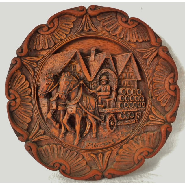 1980s Pair Vintage Faux Wood Three Dimensional Wall Plaques For Sale - Image 5 of 7