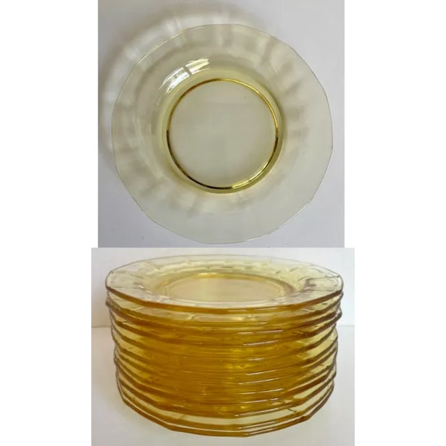 Yellow Early 20th Century Set of 6 Yellow Depression Era Dessert Salad Plates For Sale - Image 8 of 8