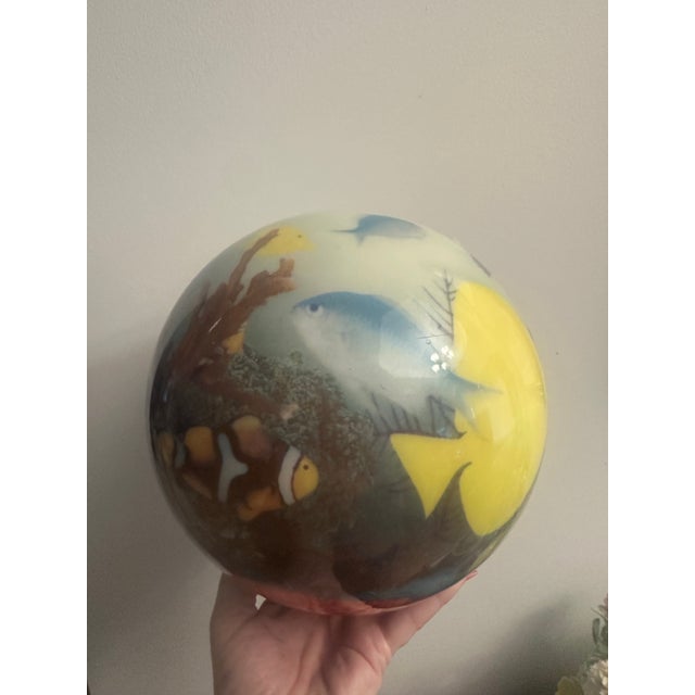 Vintage Decorative Coastal Bowling Ball For Sale In Charleston - Image 6 of 6