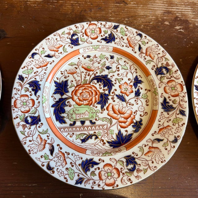 Set of 12 Vintage Imari Chinoiserie Luncheon Plates, Burleigh Ware, England, 9" For Sale - Image 11 of 18