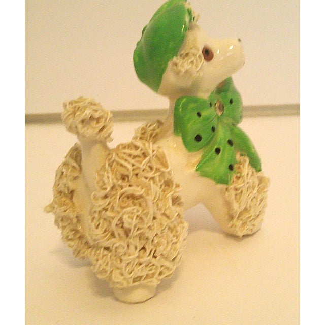 Mid-Century Modern 50s Porcelain Spaghetti Noodle Poodle Figurine Green Hat & Bow VTG Mid Century Modern For Sale - Image 3 of 7