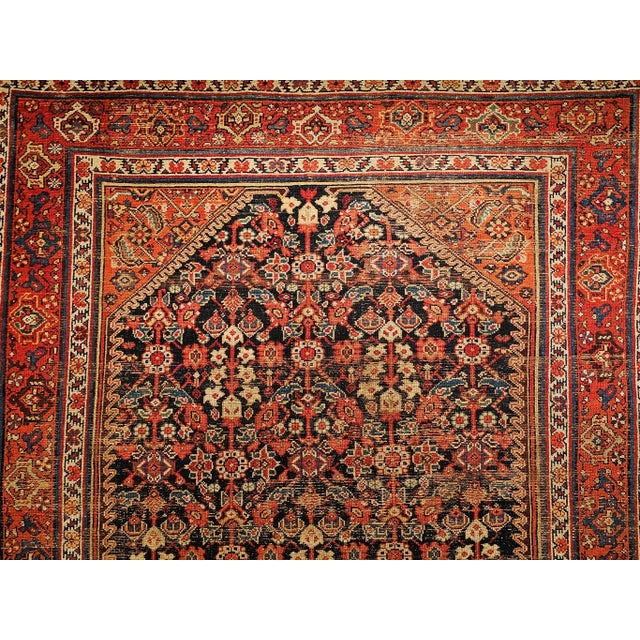 19th Century Persian Malayer in All Over Pattern in Navy Blue, Red, Ivory For Sale - Image 4 of 12