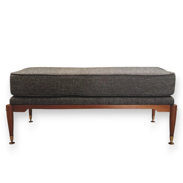 Mid-Century Modern Mid-Century Modern Upholstered Wooden Bench, 1950s For Sale - Image 3 of 5
