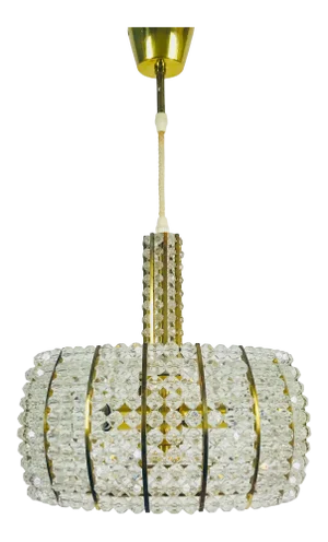 1960s Mid-Century Modern Brass and Acrylic Chandelier by Emil Stejnar for Rupert Nikoll, Austria