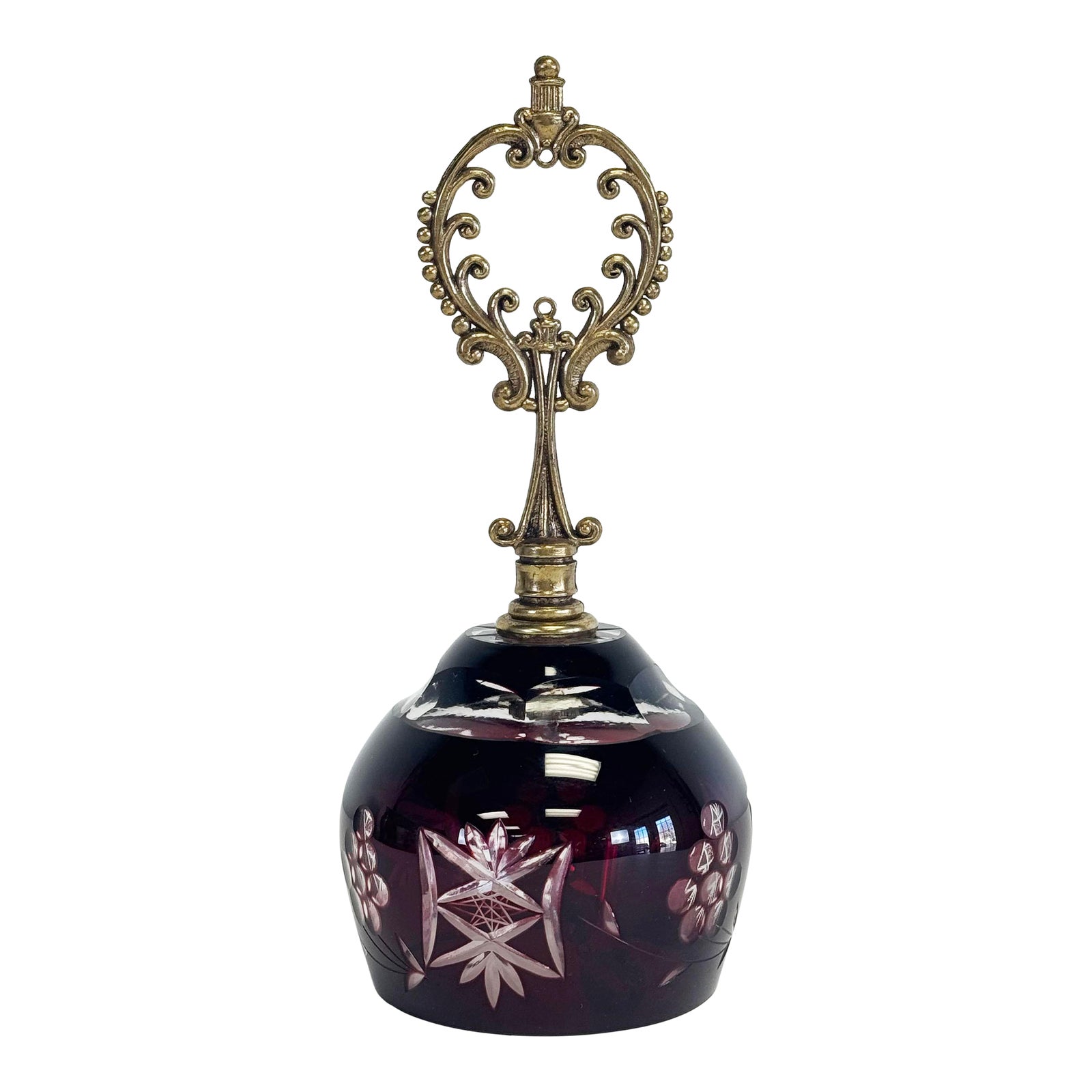 Vintage Bohemian Ruby Red Cut Crystal Bell | Chairish