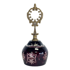 Vintage Bohemian Ruby Red Cut Crystal Bell