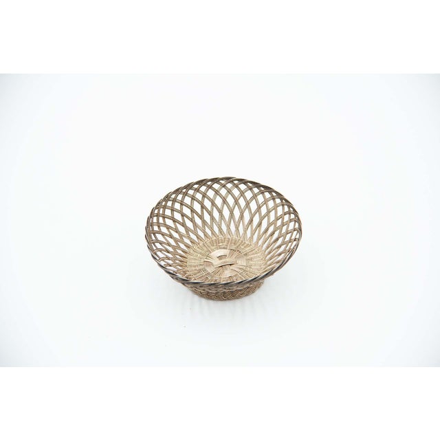 Cut-Out Basket-Shaped Silver Wire Catchall For Sale - Image 3 of 3