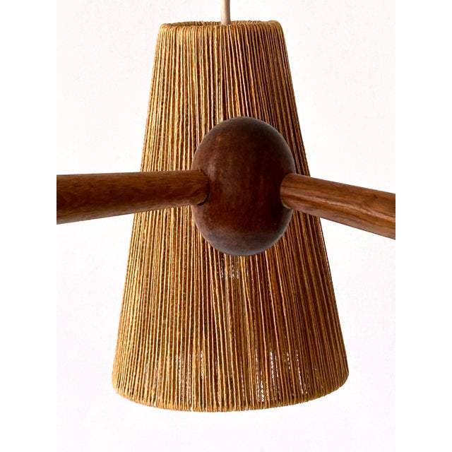 Mid-Century Modern Sisal and Teak Pendant Lamp from Temde Leuchten, 1960s For Sale - Image 13 of 18