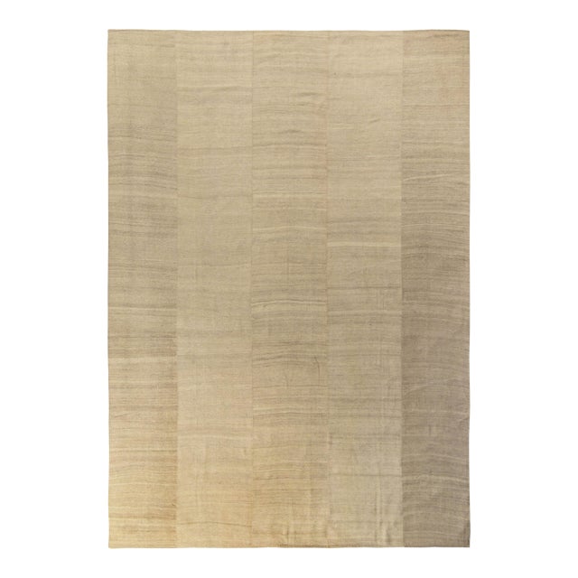 Contemporary Kilim Rug in Beige, Brown Paneled Style For Sale