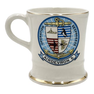 Vintage Operation Deep Freeze Antarctica Puckered Penguins Ceramic Mug For Sale