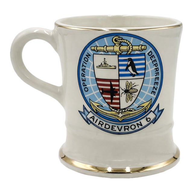 Vintage Operation Deep Freeze Antarctica Puckered Penguins Ceramic Mug For Sale