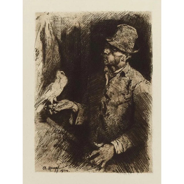 Taubenliebhaber (Pigeon Fanciers) - Original Etching by Arthur Kampf - 1904 1904 For Sale - Image 3 of 3